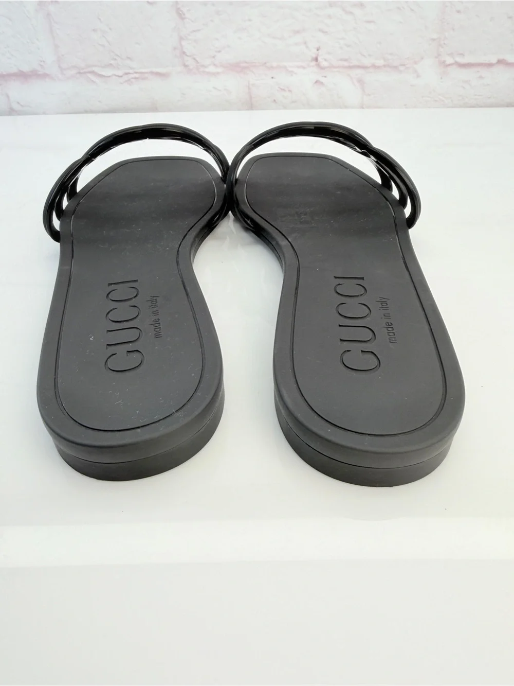 Gucci Women's Black Interlocking G Slide Sandals 39 NIB